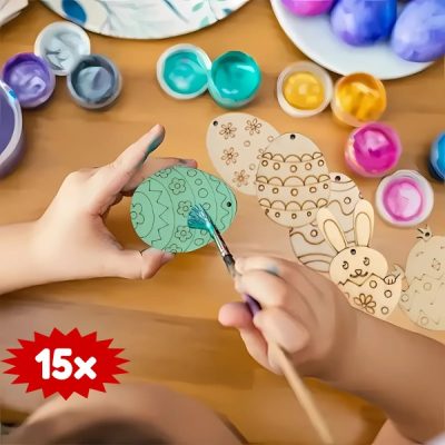 Drewniane jajka wielkanocne (15 sztuk) | EGGNAMENTIFY